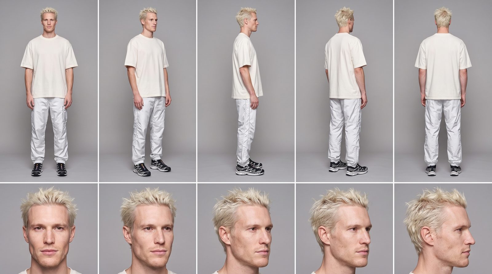 the character turnaround sheet used to lock identity across every shot
